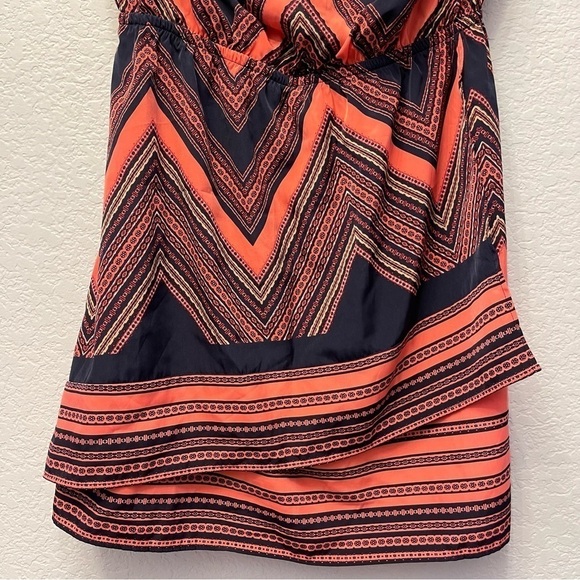 EXPRESS Y2K Tube Top Geometric Chevron Orange Navy Blue Boho Chic‎ Dress Size M - Picture 9 of 16